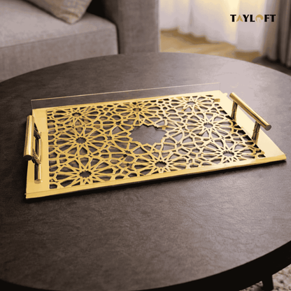 Sultané Royale™ Gold Tray With Metal Handles-SRG01