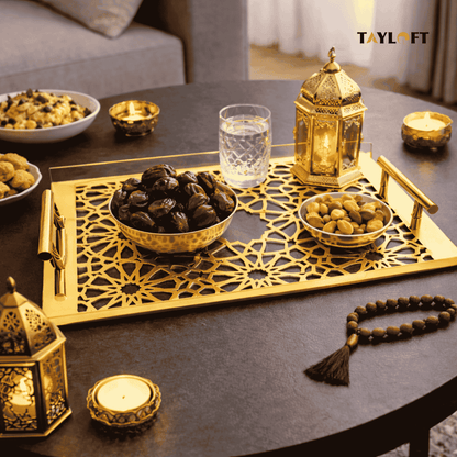 Sultané Royale™ Gold Tray With Metal Handles-SRG01